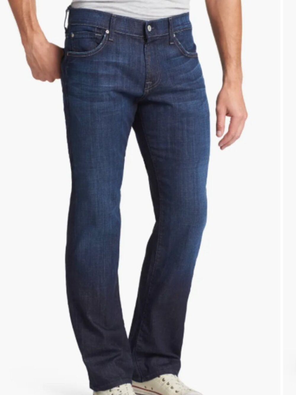 7 For All Mankind Austyn Straight Leg Jeans Mens Size 36 Medium Wash-REPAIRED